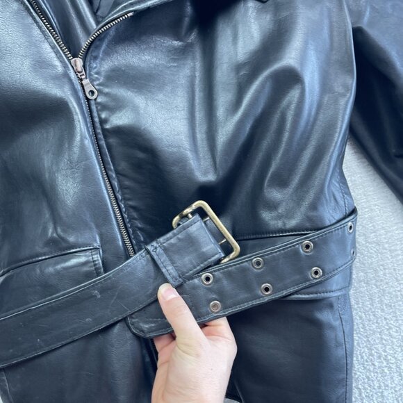 VTG Rudsak Biker Racing Black Leather Jacket Sz M* Punk  Perfecto Asymmetrical - Picture 10 of 16
